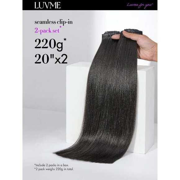 Clip in Hair Extensions Human Remy 16 Inch Black Seamless Soft Natural main image 2